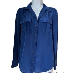 J. Crew Blue long Sleeve Silk Blouse sz XS